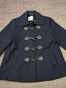 Vintage Levi's Pea Coat Wool Blend Toggle Closure Blue Womens Size Medium Jacket - Picture 1 of 15