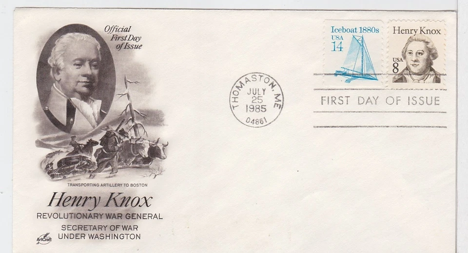 TurtlesTradingPost- Henry Knox 8 Cent 1985 #1851 FDC Artcraft Cachet - Image 1 of 1