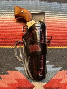 Fit Ruger Wrangler Single Six & Ten 22 Cal 4 5/8" Western Drop Holster w Flag - Picture 1 of 7