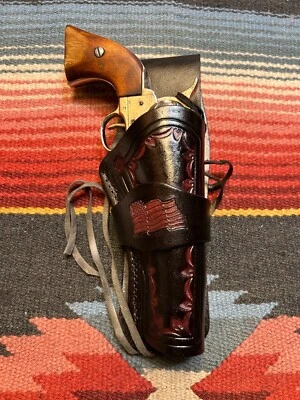 Fit Ruger Wrangler Single Six & Ten 22 Cal 4 5/8" Western Drop Holster w Flag - Image 1 of 4