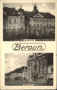 Beroun Tschechien Beraun Böhmen AK ~1910/20 Straßenpartie am Gymnasium Namesti - Picture 1 of 1