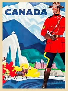Candian Mountie RCMP Vintage Style Travel Poster - 18x24 - Picture 1 of 3