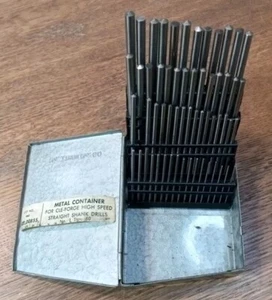 Vintage 49-TEILIGES SCHAFTBOHRER-SET 1-60 IM ORIGINAL METALLBEHÄLTER USA 00855 - Bild 1 von 5
