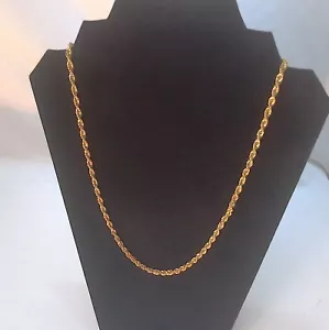 Collana catena maglia grano intrecciata 22" tono oro giallo 3 mm - Foto 1 di 7