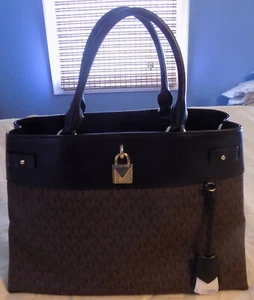 NUEVO Bolso Cartera Michael Kors Gramercy Grande Logo, Marrón Negro - Imagen 1 de 7
