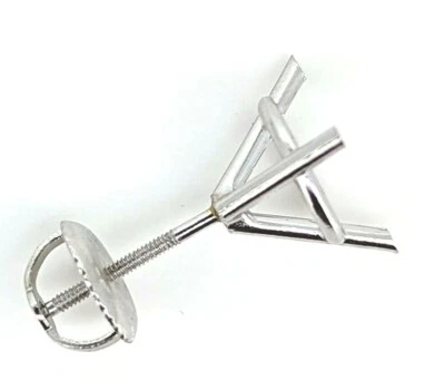 14K Gold Earring Stud Setting Martini Mounting Threaded 1 Piece - Image 1 of 4