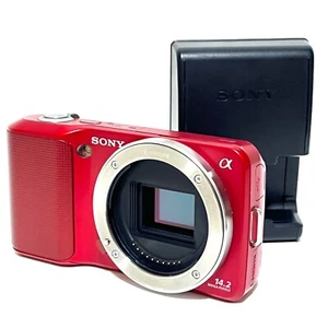 SONY NEX-3 Mirrorless Camera Body Red with Battery and charger - good condition - Picture 1 of 7