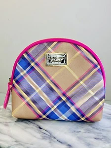 New Betsey Johnson Makeup Bag Pink Plaid Beauty Cosmetic Purse Case 7”x7” - Picture 1 of 5