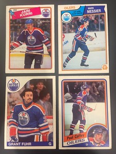 Oiler Stars Cards Fuhr, Coffey Kurri and Mark Messier