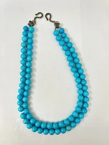 Nice Blue Turquoise Double Strand Beaded Necklace B13 - Picture 1 of 6