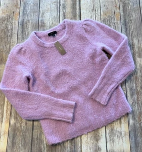 J.Crew Factory Sweater NWT Purple Puffed Sleeve Lavender Pastel XS Alpaca Merino - Picture 1 of 5