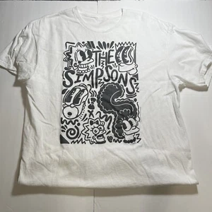 Men's Large White The Simpsons Matt Groening Sketch Graphic T Shirt - Picture 1 of 7