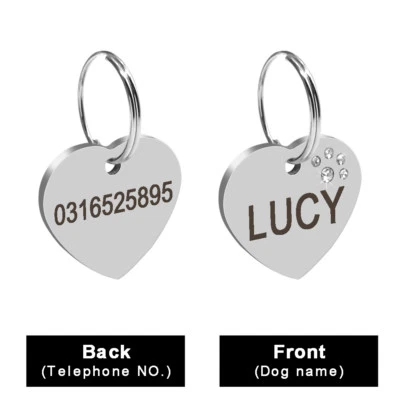 Etiquetas de identificación de cachorro grabadas personalizadas con forma de corazón/pez 20/50 un. Foto 1 de 4