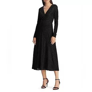 Ralph Lauren Polka Dot Samt Fit & Flare Kleid Größe 6 - Bild 1 von 13