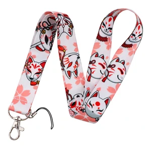 Maschera Volpe Kitsune Fiore Ciliegio Giapponese Folklore Giappone 17,7" Cordino Collo - Foto 1 di 3