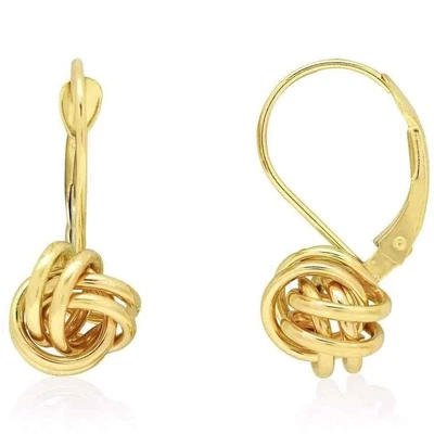 Pendientes de oro amarillo de 14 quilates con nudo de amor y gota de oro blanco de 8 mm Foto 1 de 4