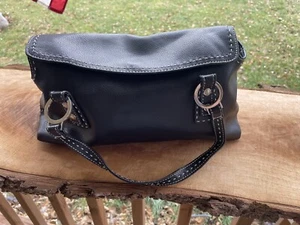 Vintage Tommy Hilfiger Black Handbag/double Handle W/attached Credit Card Holder - Picture 1 of 11