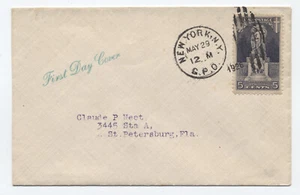 1926 New York City #628 5ct ericsson FDC "first day cover" handstamp [a39.56] - Picture 1 of 3
