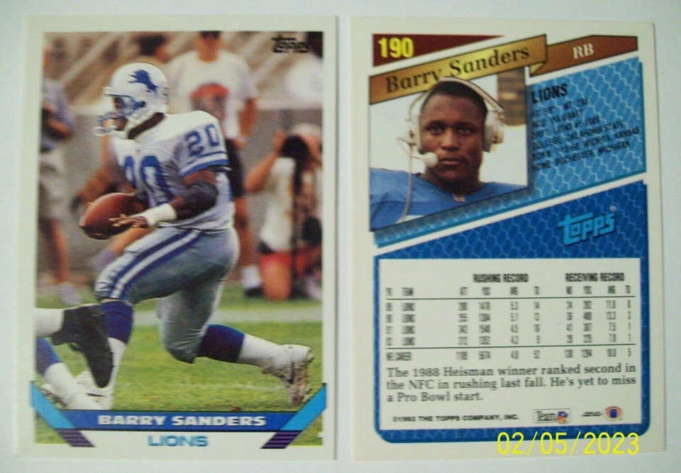BARRY SANDERS 1993 TOPPS #190 - Image 1 of 1