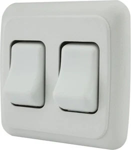 Double SPST On-Off Switch with Bezel, 12-Volt, for RV, Trailer, Camper White  - Foto 1 di 6