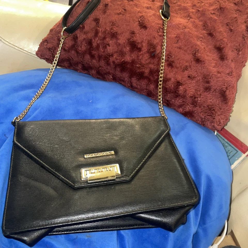 Rampage Black  W/gold Tone  Clasp Crossbody Bag With Chain/strap Detail - Image 1 of 4