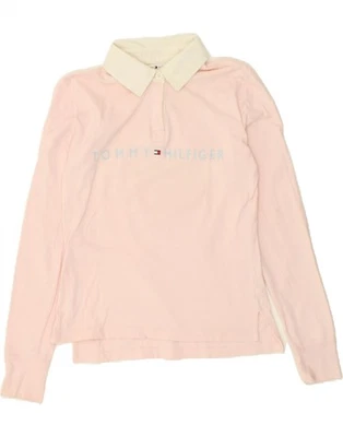 TOMMY HILFIGER Womens Long Sleeve Polo Shirt UK 10 Small Pink Cotton BV19 - Image 1 of 4