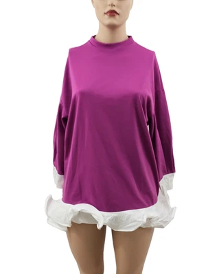 44-46 Pullover Tunic Fuchsia Ruffle 2in1 Sweta Shirt Italian Romantic - Image 1 of 4