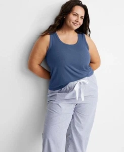 State of Day Womens Modal Ribbed Sleep Tank Top Plus Size 1X Nightfall Blue - Picture 1 of 5