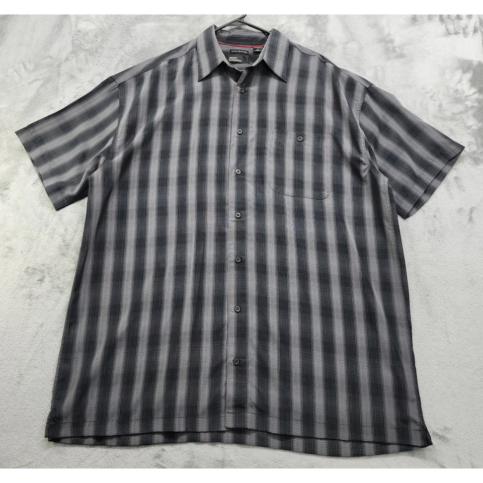 Vintage Marc Edwards Shirt Mens Size L Gray Plaid Luxury Microfiber Button Up - Image 1 of 4