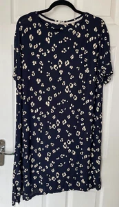Marks & Spencer Size 18 Navy Leopard Print Nightie Night Dress - Picture 1 of 6