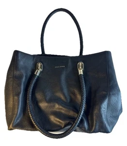 Cole Haan große Leder Schultertasche Handtasche in schwarz mit geflochtenen Henkeln - Bild 1 von 12