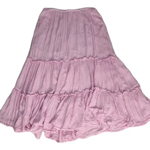 Katies Size 10 Skirt Pastel Pink Tiered Midi Bohemian Cottage-core Romantic EUC - Picture 1 of 6