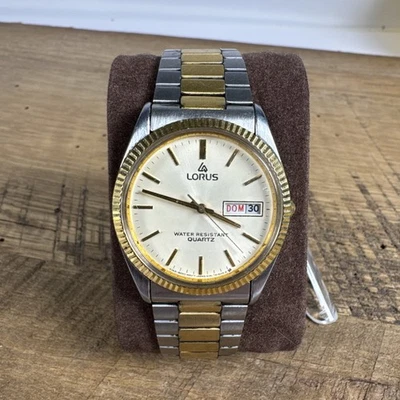 reloj lorus vintage para hombre, tono dorado y plateado, funciona Foto 1 de 4