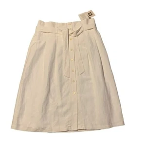 Falda midi Anne Klein para mujer 16 mezcla de lino retro minimalista clásica atemporal - Imagen 1 de 7