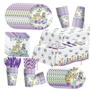 Safari Jungle Party Decorations Tableware Girl - Animal Safari Baby Shower - Picture 1 of 8