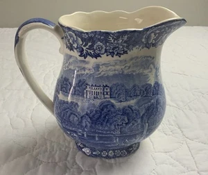 Antique Transfer Ware Pitcher, Blue Transfer Ware Park-Place Henley, Palissy, UK - Picture 1 of 19