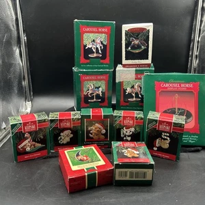 12 VTG Hallmark Carousel Horse & Child’s Age Teddy Bear Keepsake Xmas Ornaments - Picture 1 of 13