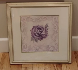 Quadro Croscill Chambord Ametista Rosa Lavanda 18”x18” Viola Floreale Vintage - Foto 1 di 1