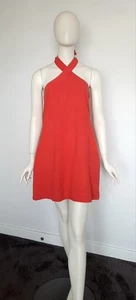 Sportsgirl BNWT Womens 12 Dress Blood Orange Ramie Sleeveless Short Halter - Picture 1 of 11