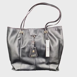 Antonio Melani schwarze Echtleder Beuteltasche mit goldenen Hardware farbigen Details Vintage - Bild 1 von 24