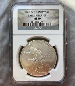 2012 W INFANTRY S$1 COMMEMORATIVE MS70 Early Releases SILVER Dollar NGC - Picture 1 of 6