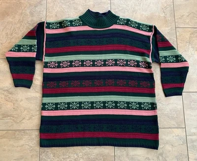 Vintage Stefano Snowflake Fair Isle Oversized Mock Neck Sweater One Size - Image 1 of 4