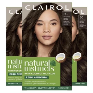 Clairol Natural Instincts Demi-Permanent Hair Dye, 5C Brass Free Medium Brown - Picture 1 of 11