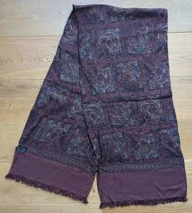 TOOTAL VINTAGE SCARF BROWN YELLOW DETAILS PAISLEY 60s - Picture 1 of 8