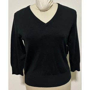 The Limited NWT Stretch Silk Black V-Neck Women’s Size Large Long Sleeve Sweater - Picture 1 of 3