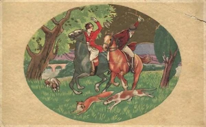 Riding to the Hunt Foxes Riders Horses 1930 Art Postcard - Picture 1 of 2