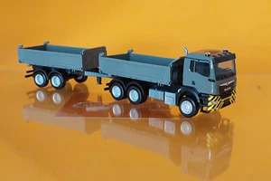 Herpa 316255 MAN TGS NN Baukipper-Hängerzug grau/gelb 1:87 NEU Modell - Picture 1 of 2