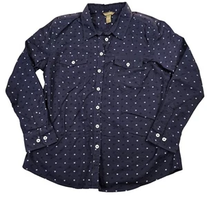 Bit and Bridle Shirt Womens Large Button Down Navy Blue Horse Equestrian Ranch - Picture 1 of 13