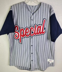 Vtg Athletic MFG Men Large "Special" #5 Applique Pinstripe Baseball Jersey - Picture 1 of 8