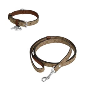 NWT COACH PET LEASH AND COLLAR SET SIGNATURE SIZE SMALL 9.5" - 11.5" CH144 CH155 - Picture 1 of 16